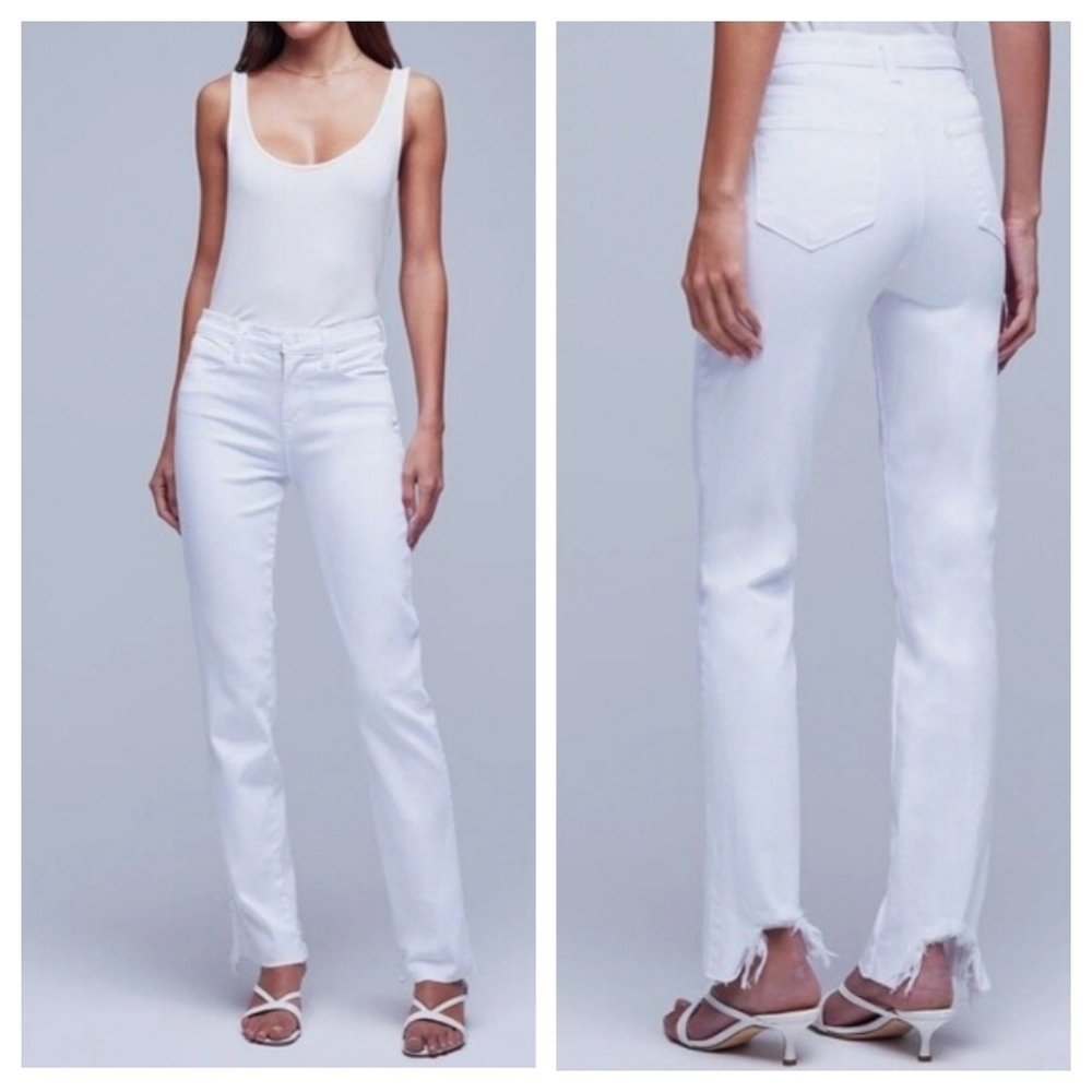 L'Agence Draya High Rise Slim‎ Straight Jeans - Blanc MSRP $315 Size 24 Flawless